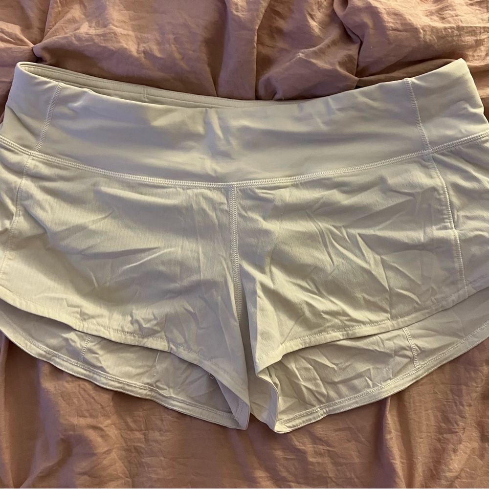 lululemon white speed up shorts